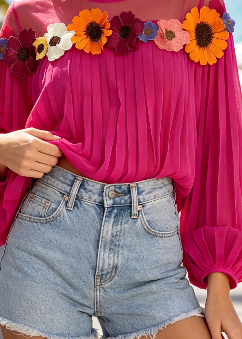 Dame Chiffon Topp Oversized Patchwork Daisy 1