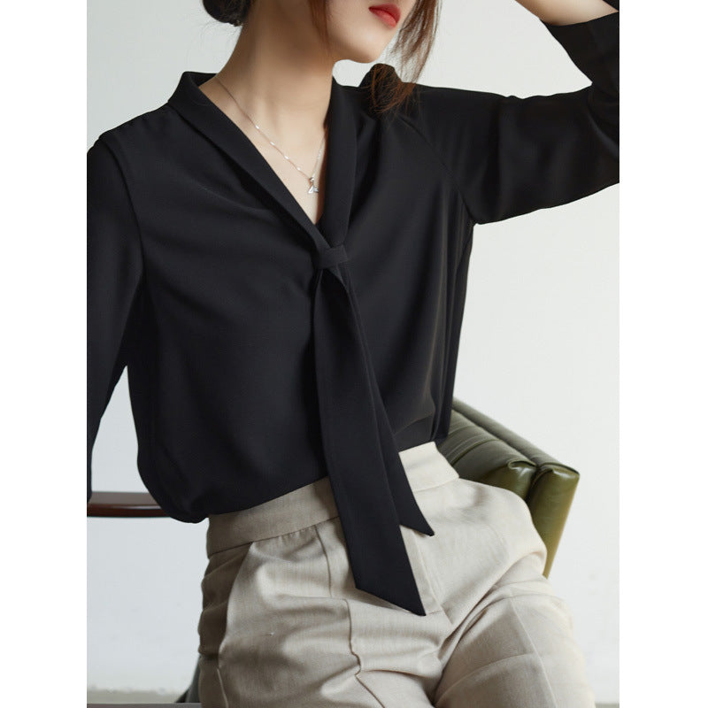 Dame Chiffonbluse med Knytehals 6