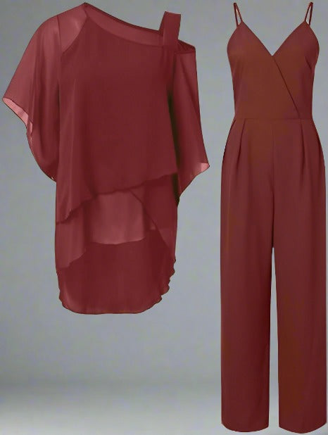 Dame Chiffongsett Asymmetrisk Design 3