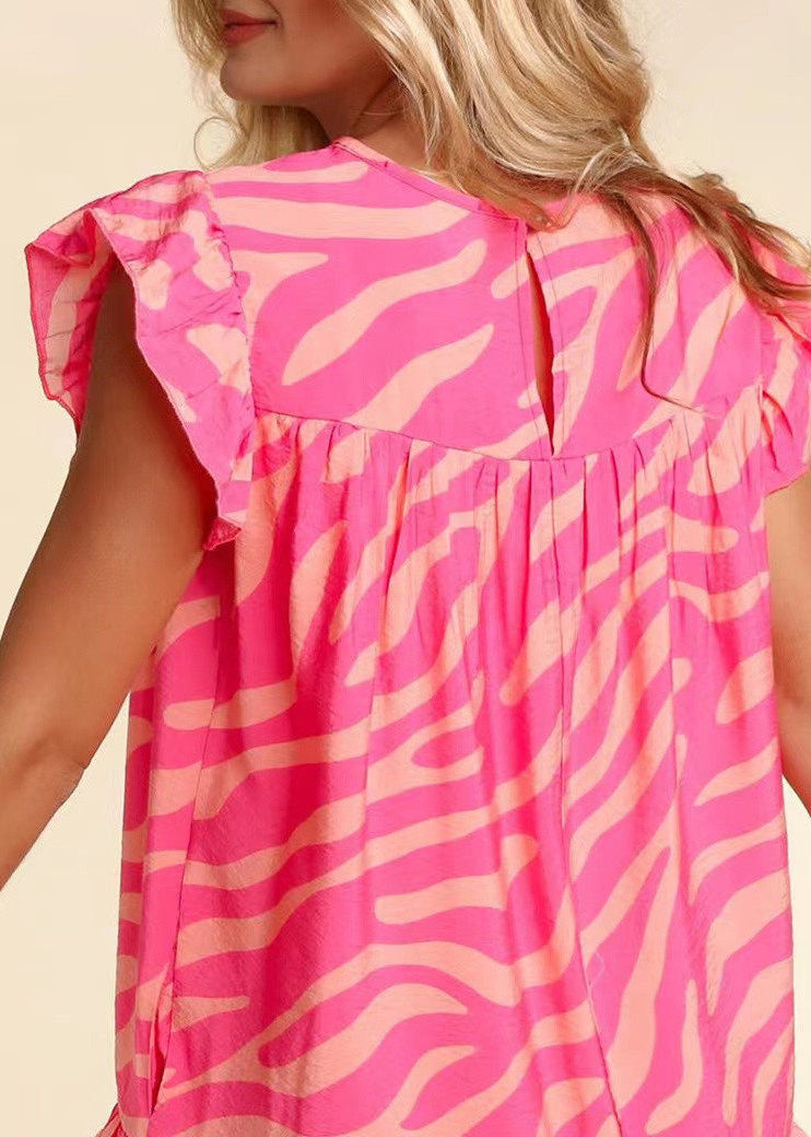 Dame Dagskjole med Volangdetaljer og Trykk 4