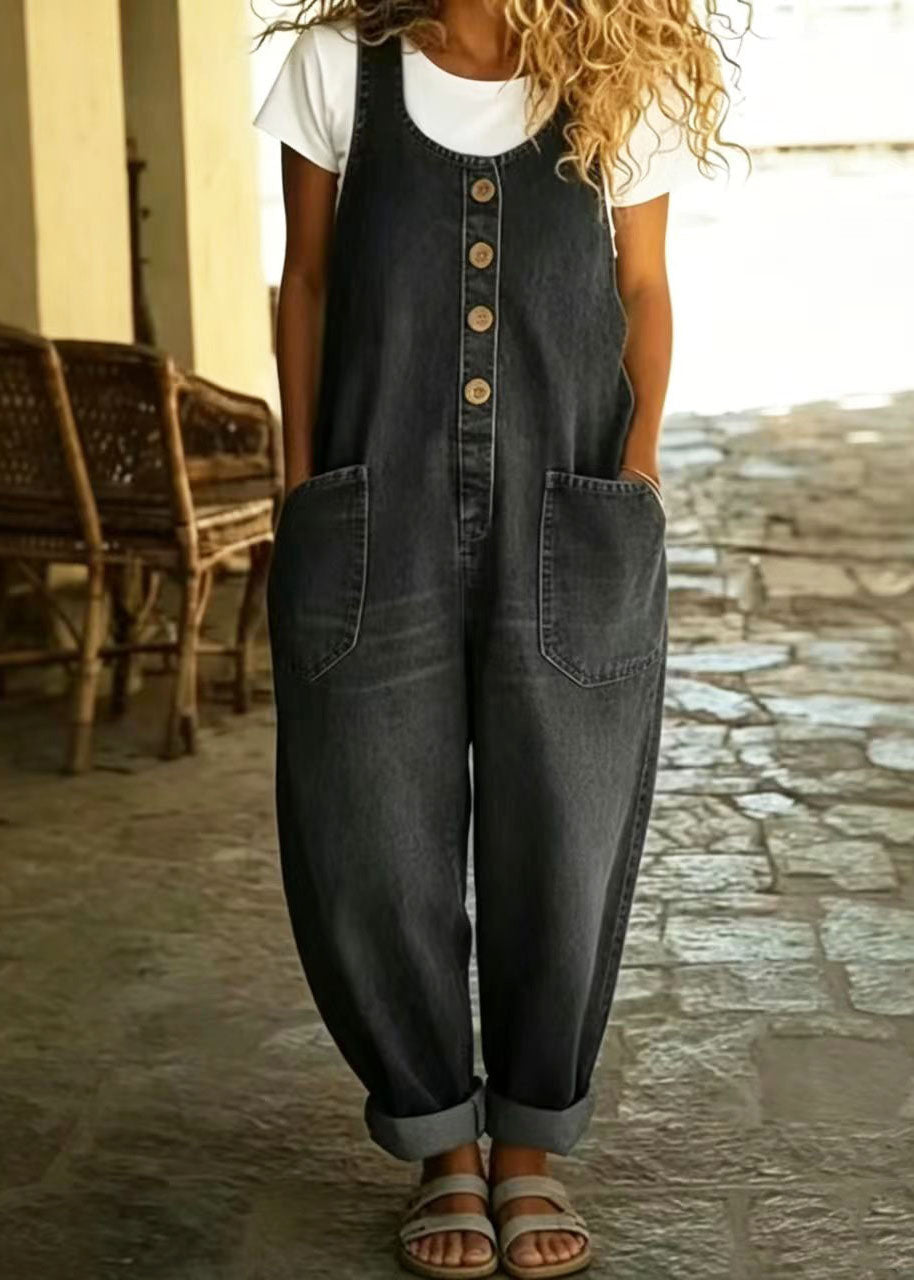 Dame Denim Jumpsuit Oversized Vintage Stil 3