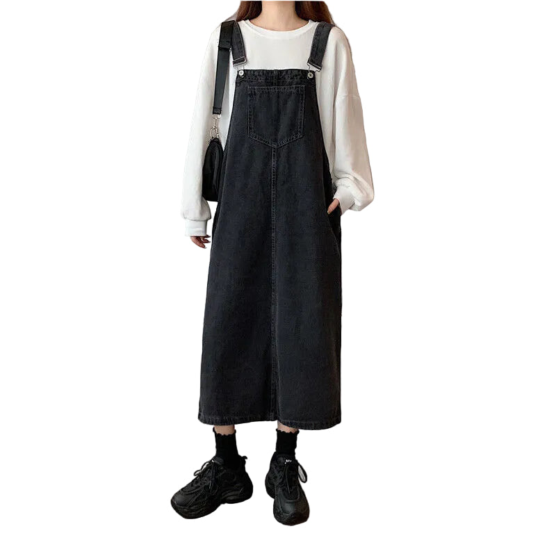Dame Denim Kjole med Frontlomme 0