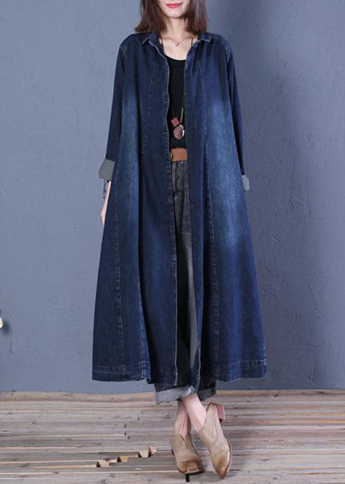 Dame Denim Trenchcoat med Peter Pan Krage 1