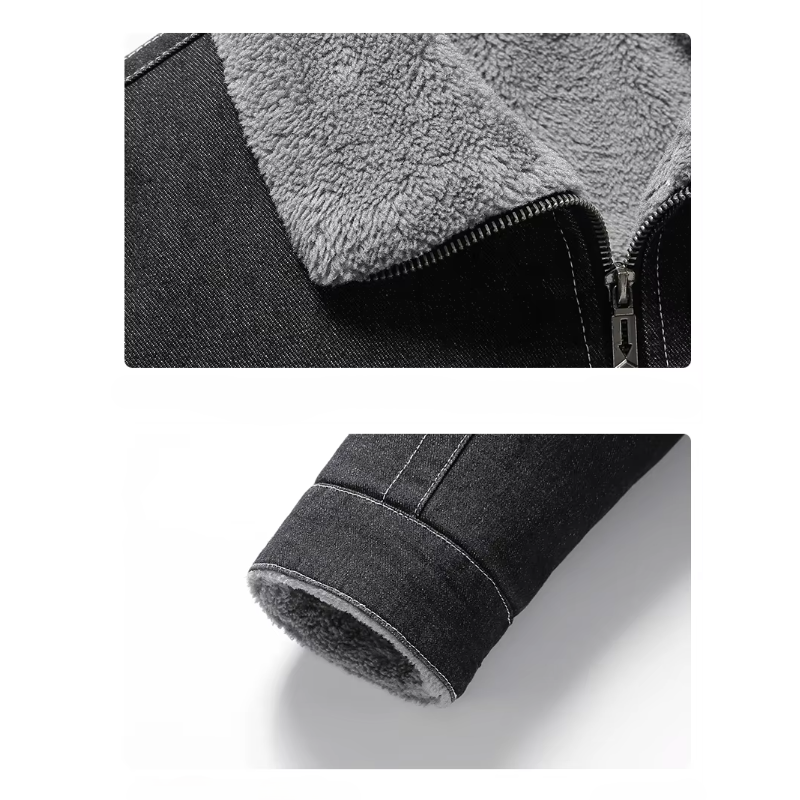 Dame Denimjakke Med Fleecekrage Tett Passform 4
