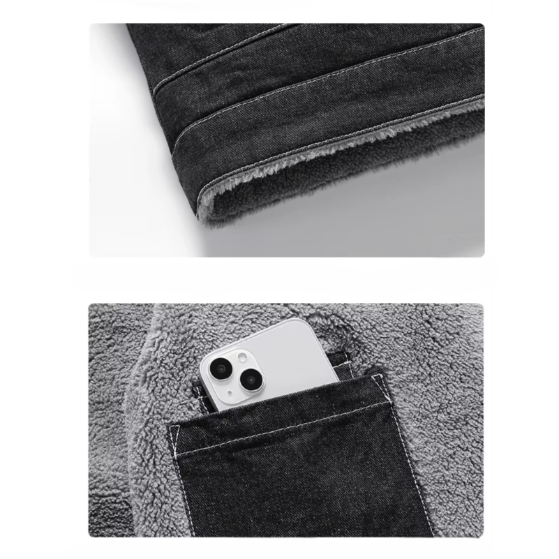 Dame Denimjakke Med Fleecekrage Tett Passform 6