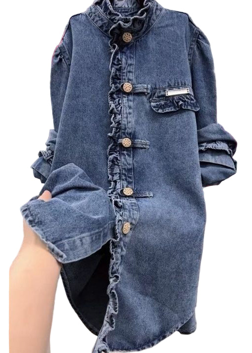 Dame Denimkåpe med Volanger 0