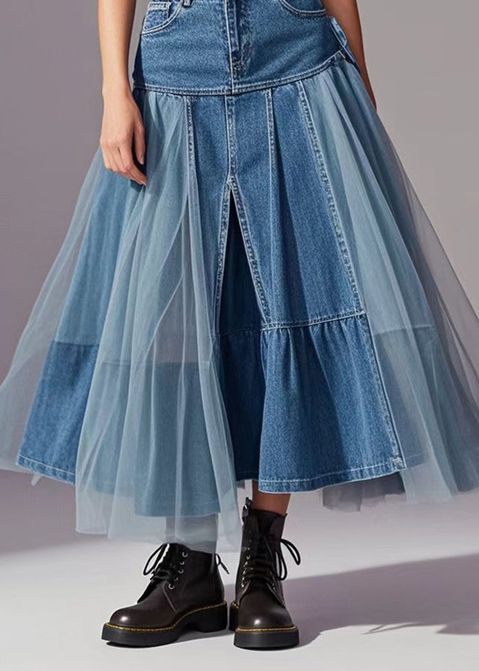 Dame Denimskjørt med Tyll Detaljer 4