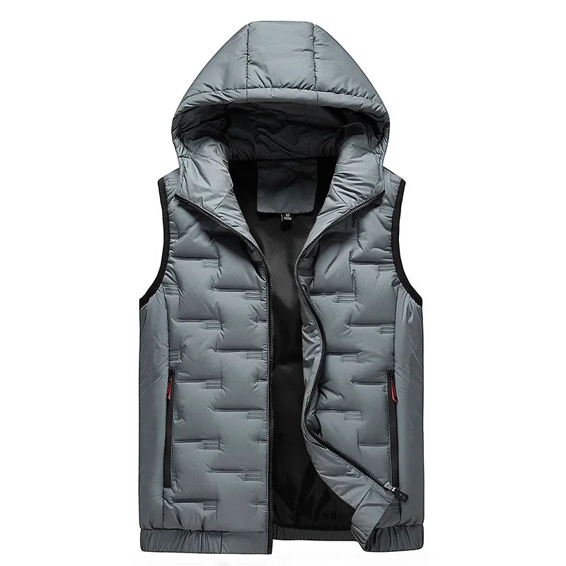 Dame Dunvest Med Preget Hettedesign Trendy Stil 1