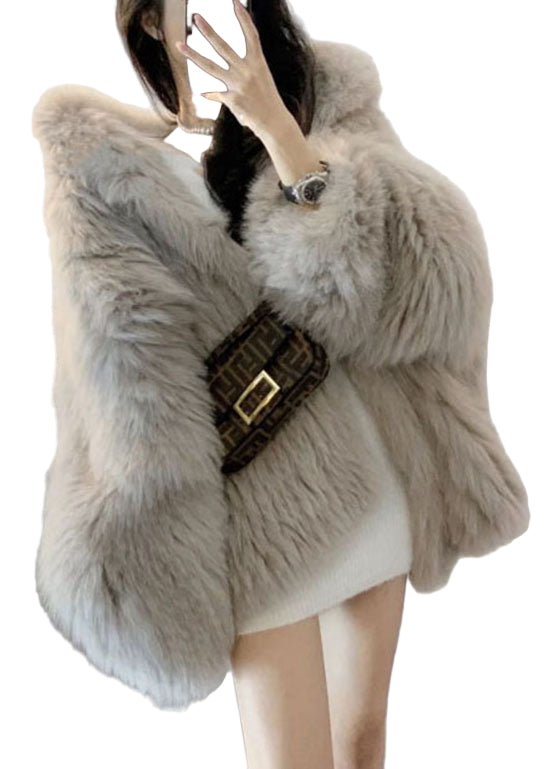 Dame Fuzzy Fur Jakke med Hette og Lapper 2