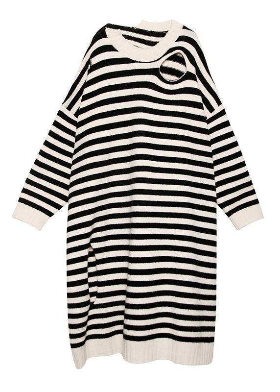 Dame Genser Antrekk med O-hals og Stripete Design 4