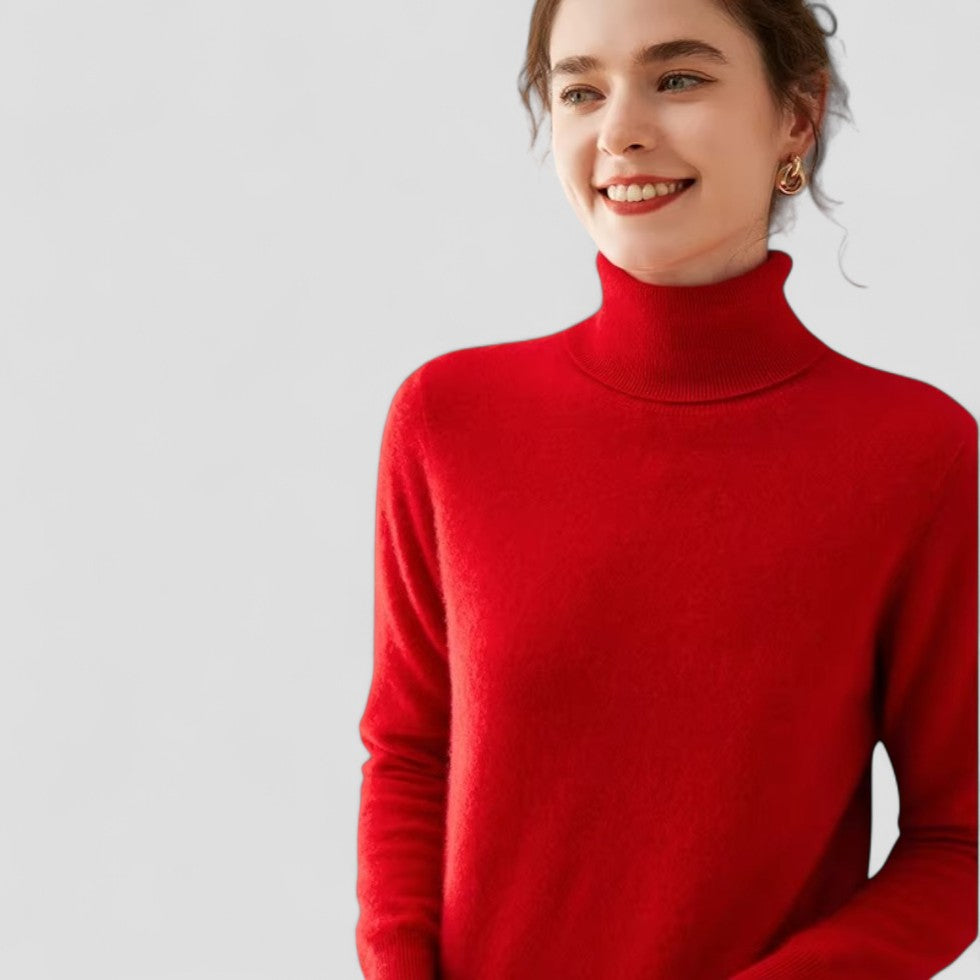 Dame Genser Turtleneck Med Grasiøs Drapering 0