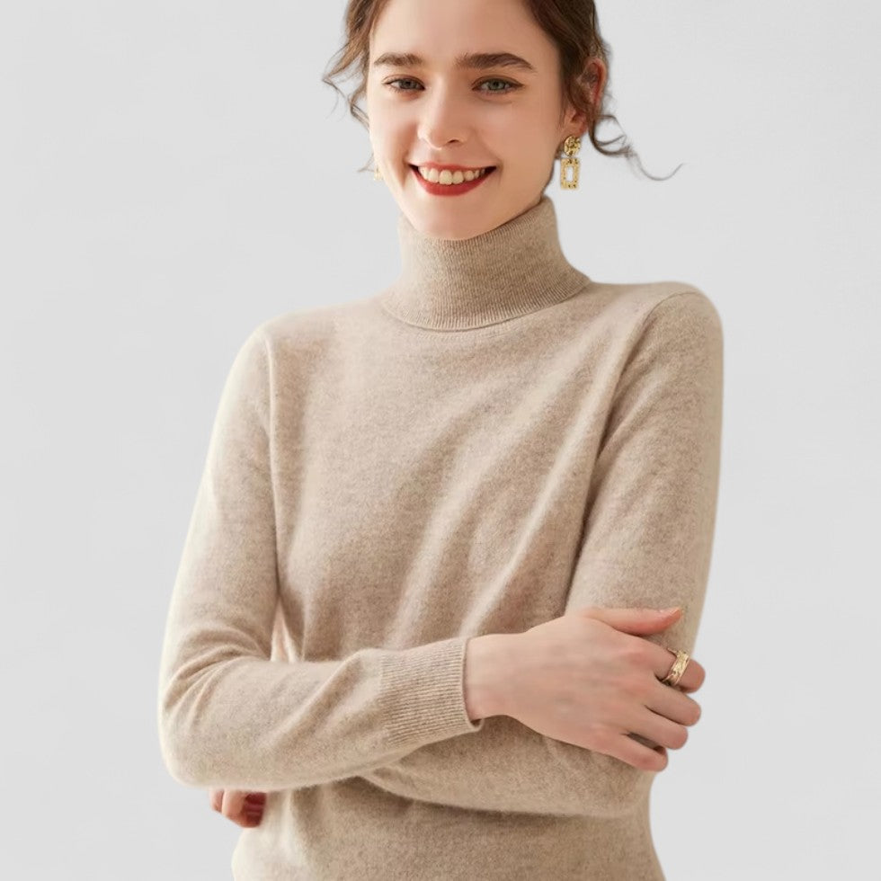 Dame Genser Turtleneck Med Grasiøs Drapering 3