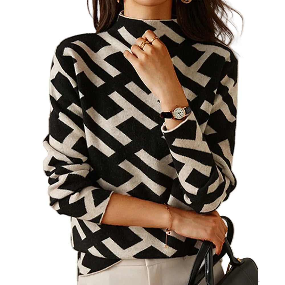 Dame Genser med Geometrisk Design 0