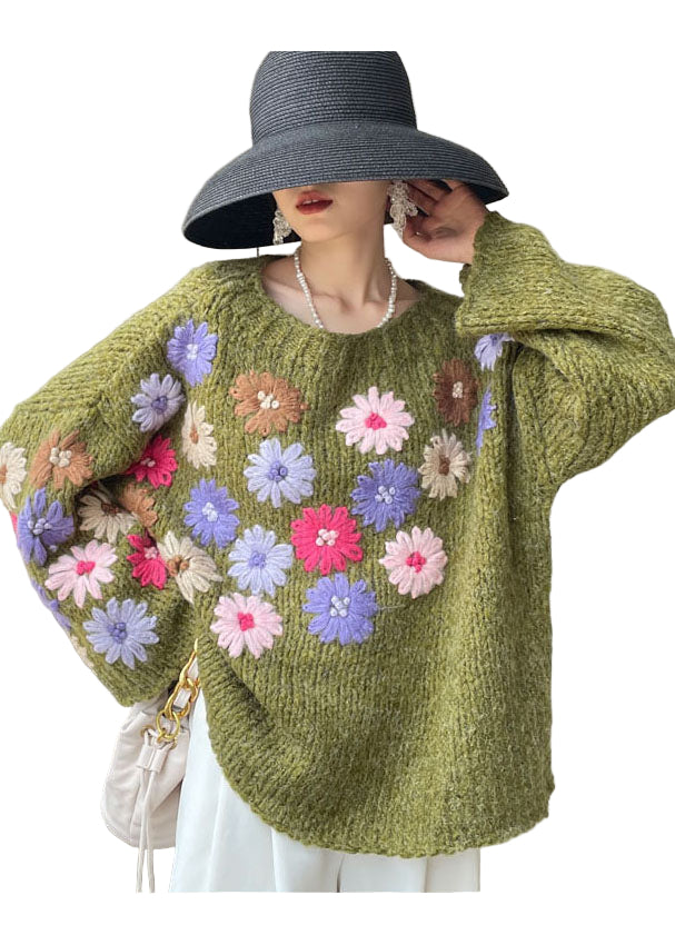 Dame Gensere med Broderte Blomster 0
