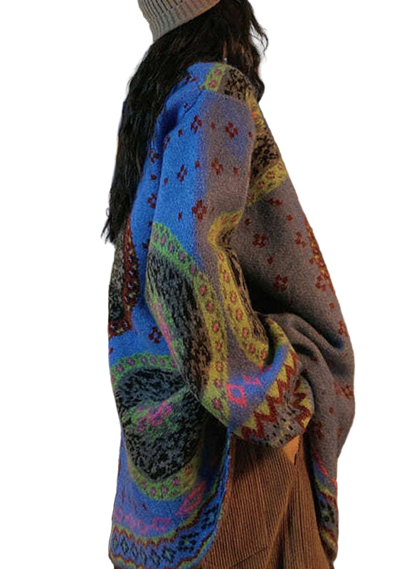 Dame Genserjakke med Knappetrykk i Boho Stil 3