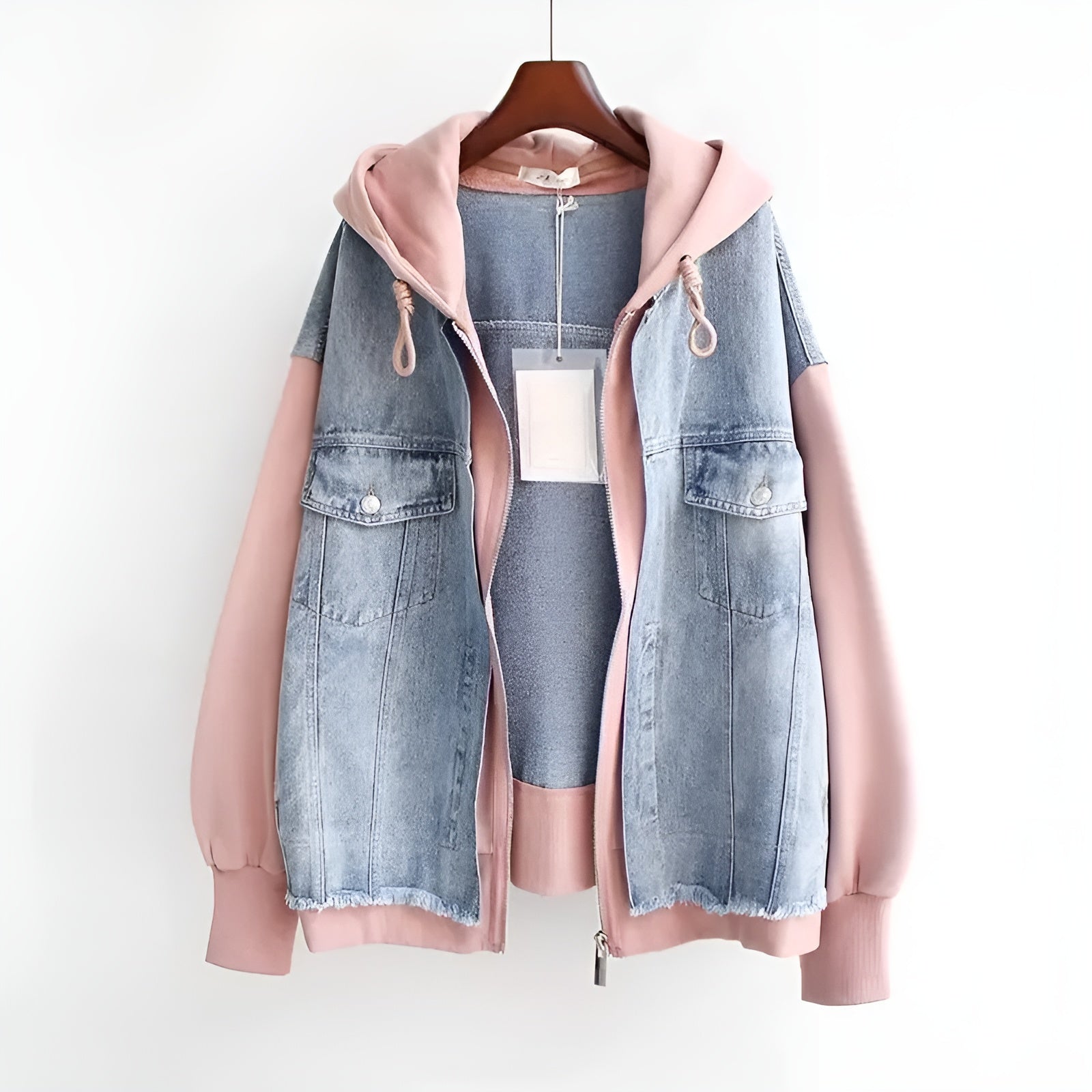 Dame Hettegenser med Fargeblokk og Denim Stil 5