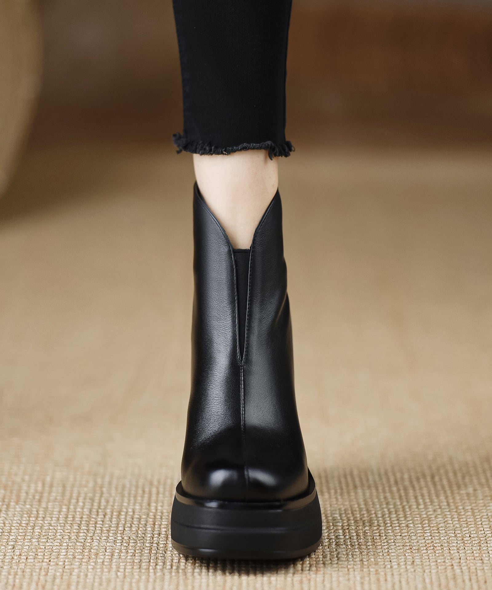 Dame Høye Støvletter Chunky Hæl med Glidelås 3