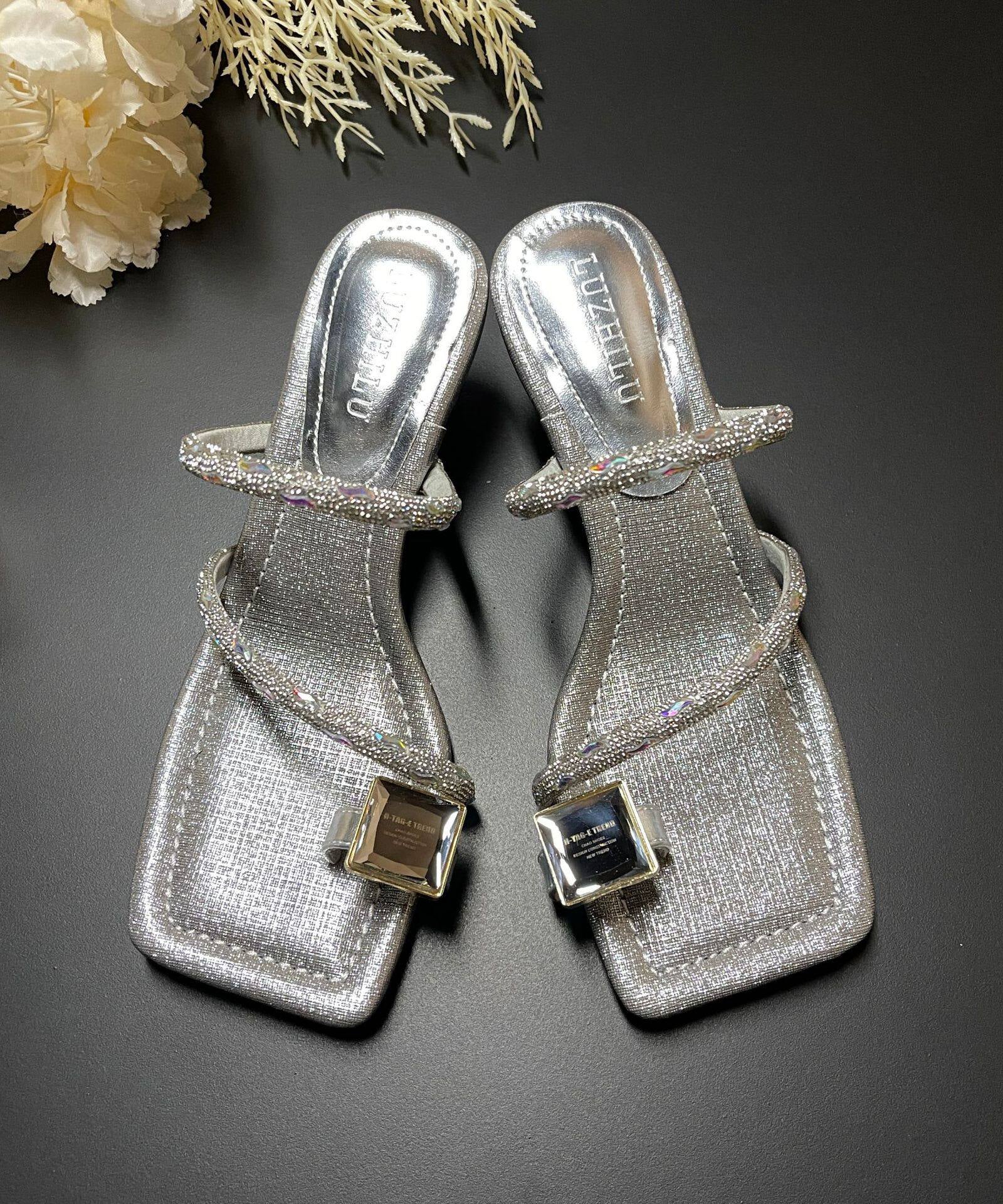Dame Høyhælte Sandaler Med Rhinestones Moderne Design 1