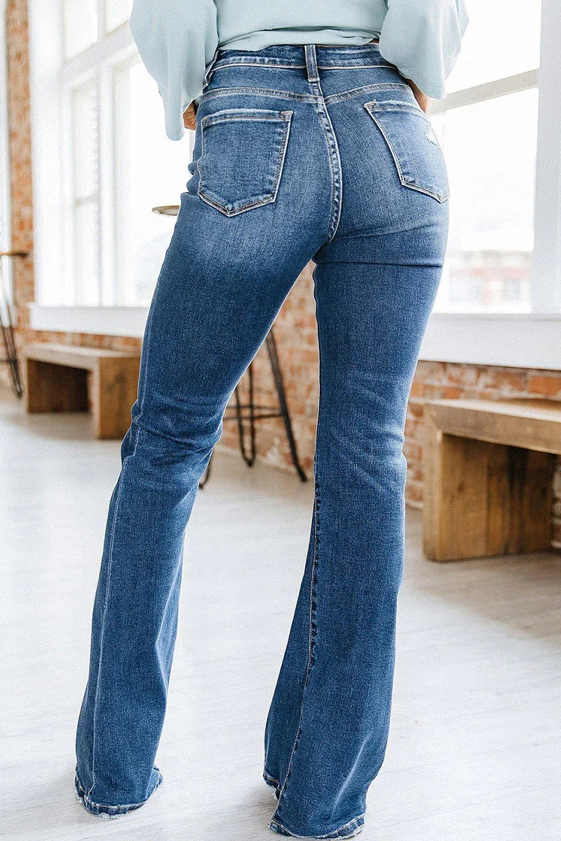 Dame Jeans med Høy Midje Utsvingt Stil 2