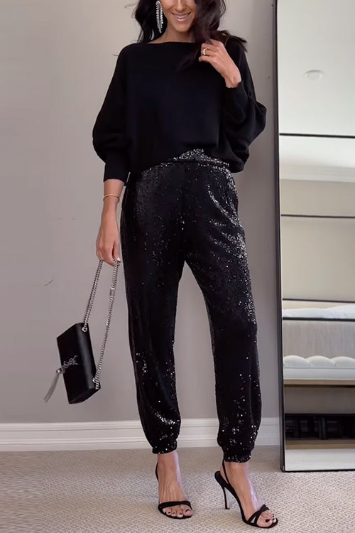 Dame Joggebukser med Høy Midje og Paljetter 3