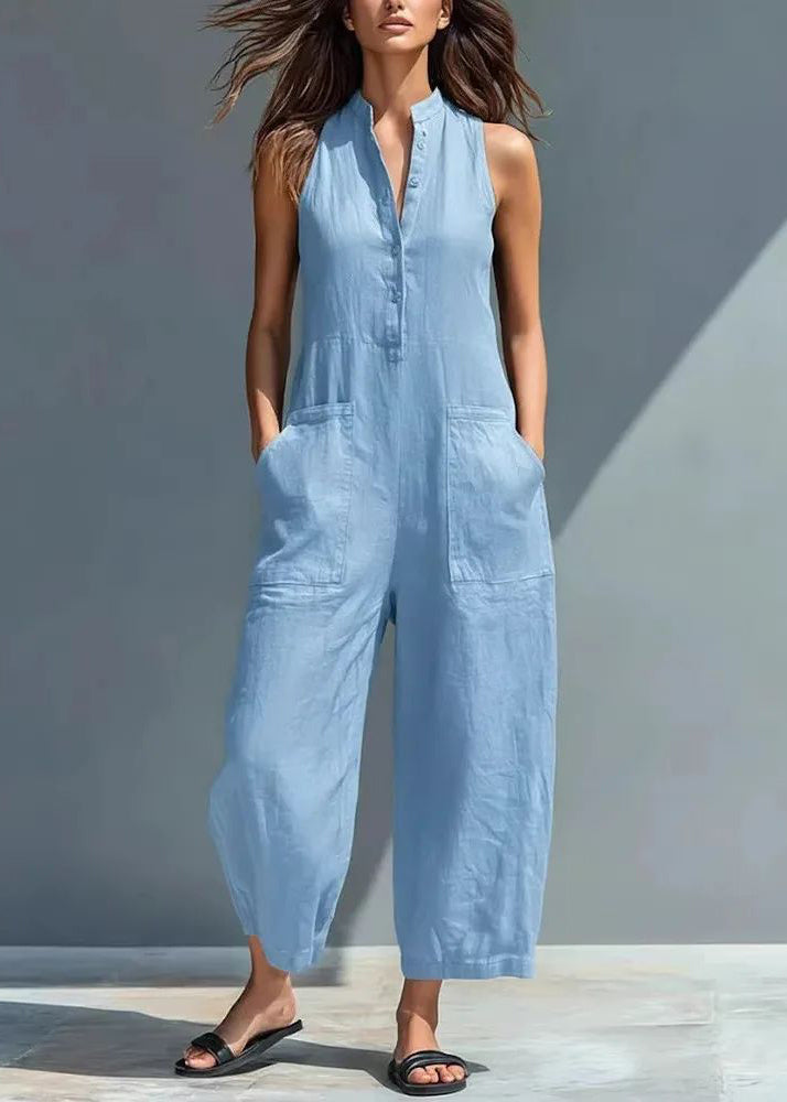 Dame Jumpsuit Ermeløs Høy Midje Patchwork 1