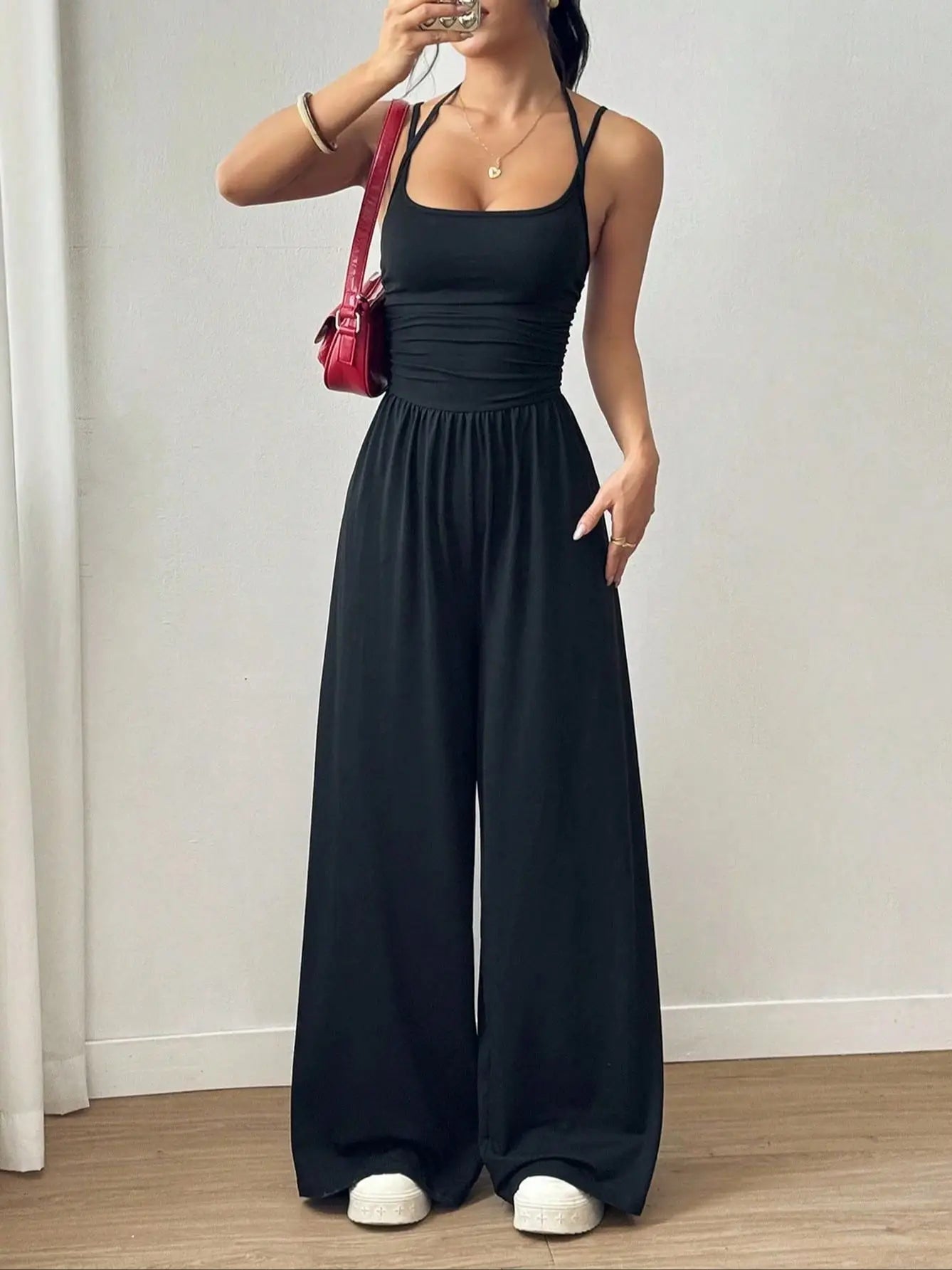 Dame Jumpsuit Løs Plissert Stilmessig 6