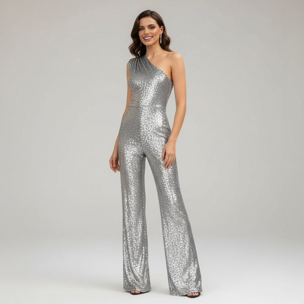 Dame Jumpsuit Med Glitrende Paljetter 10