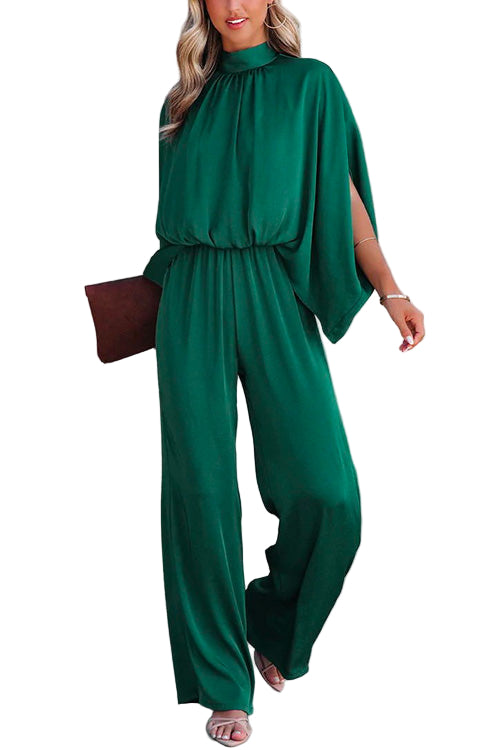 Dame Jumpsuit Med Stativ Krage Og Slitsermer 0