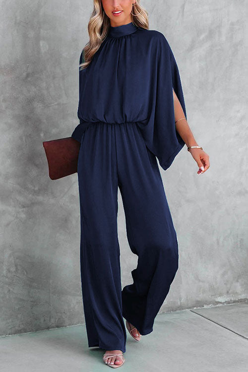 Dame Jumpsuit Med Stativ Krage Og Slitsermer 3