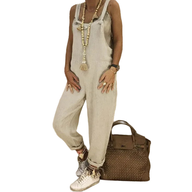 Dame Jumpsuit med Dype Utringninger og Avslappet Passform 0