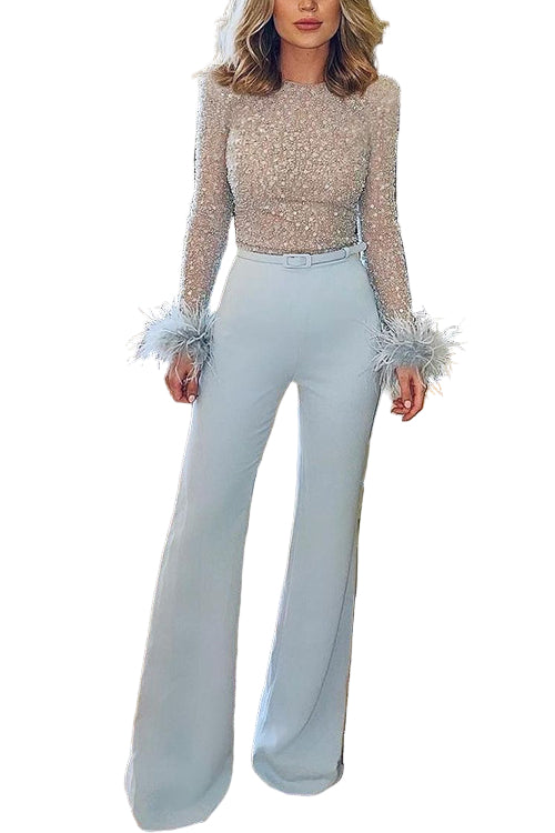 Dame Jumpsuit med Lange Ermer og Klokkebunner 2