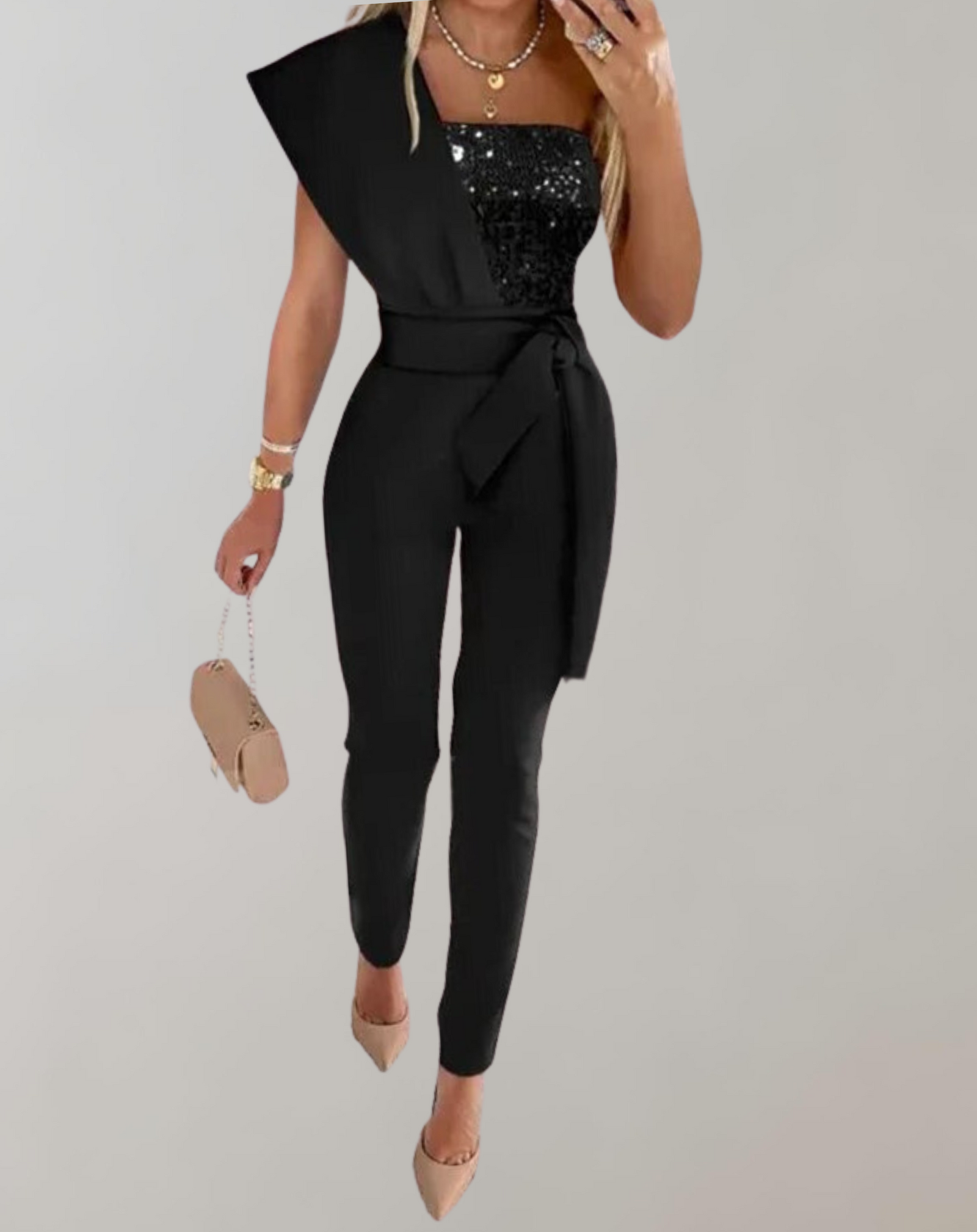 Dame Jumpsuit med Sløyfebelte 2