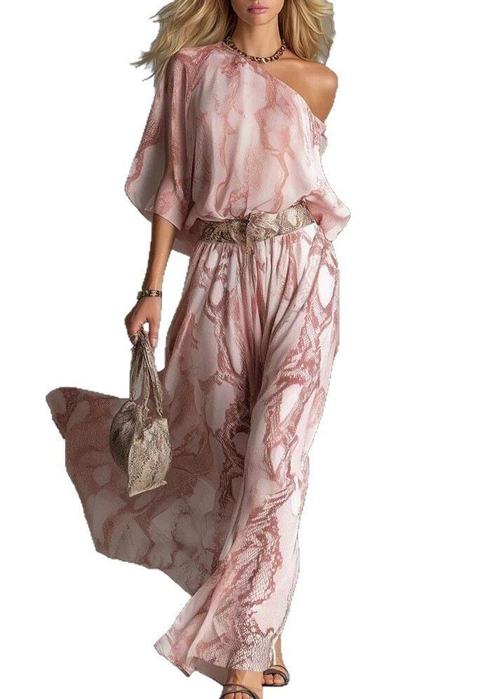 Dame Jumpsuit med en skulder og asymmetrisk trykk 4