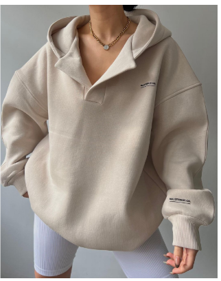 Dame Kapuzenpullover Løs Vinterdesign Myk Stoff 2