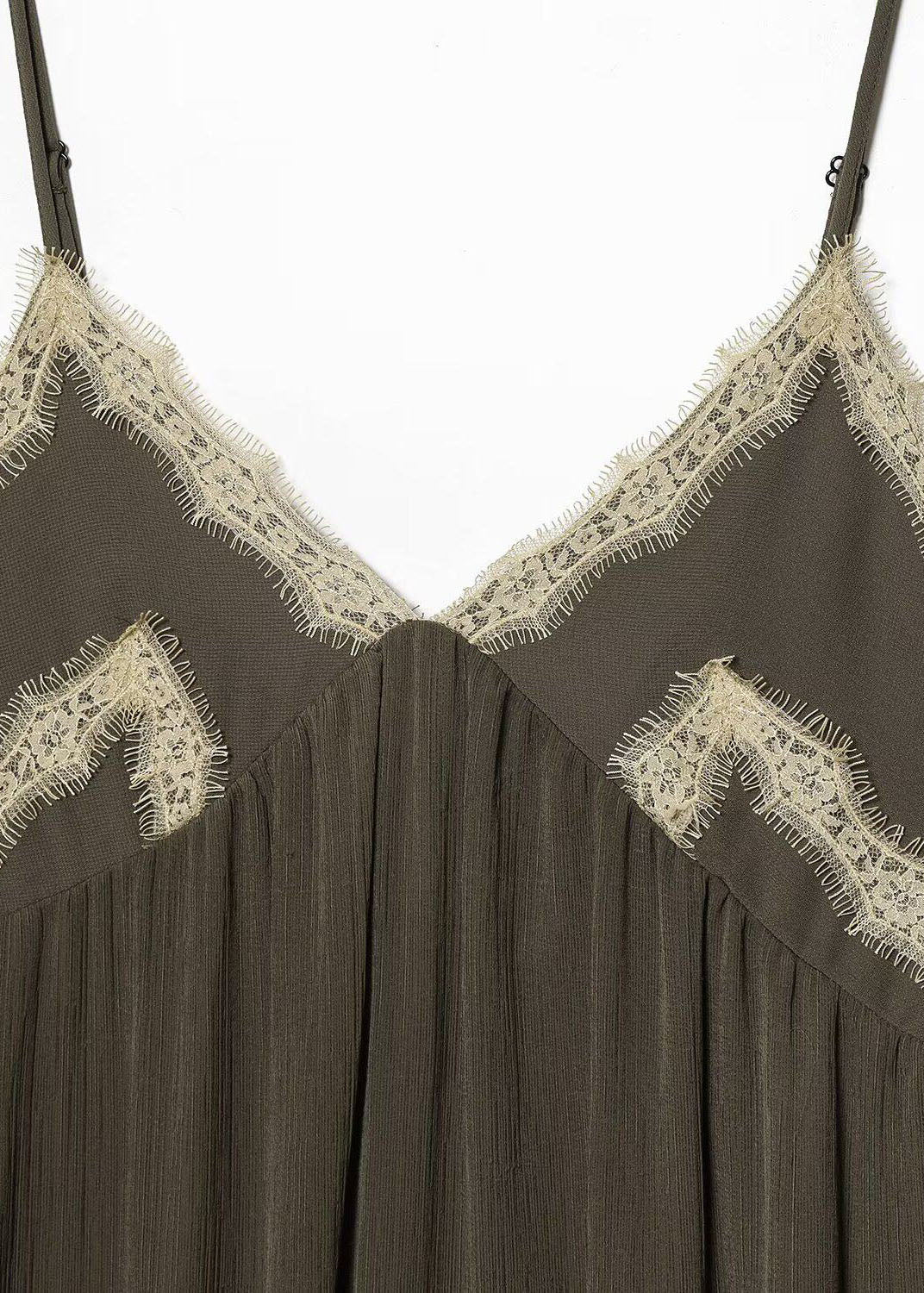 Dame Kjole V-hals Patchwork Spaghetti Stropp 3