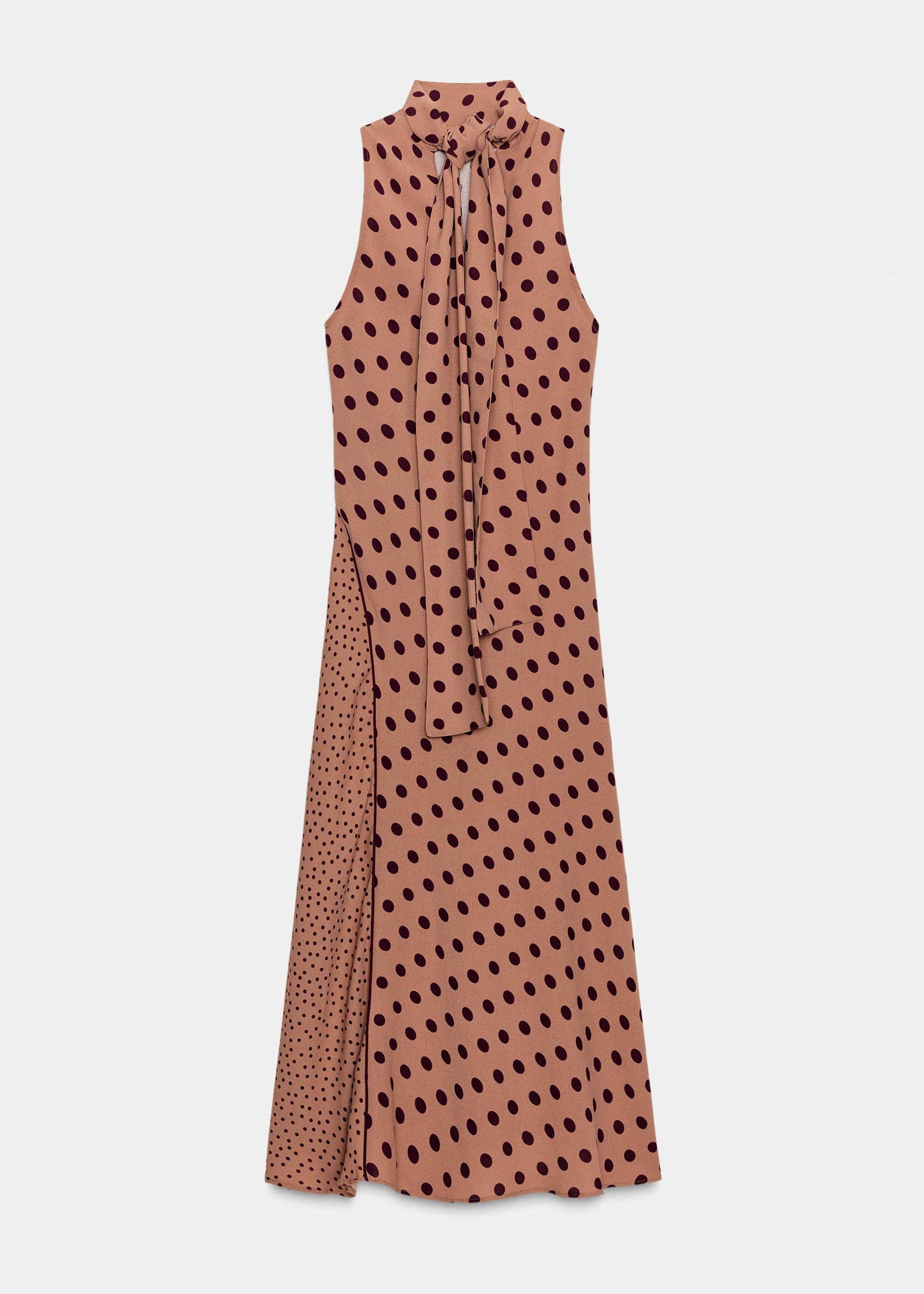 Dame Lang Kjole Turtleneck Patchwork Stil 4