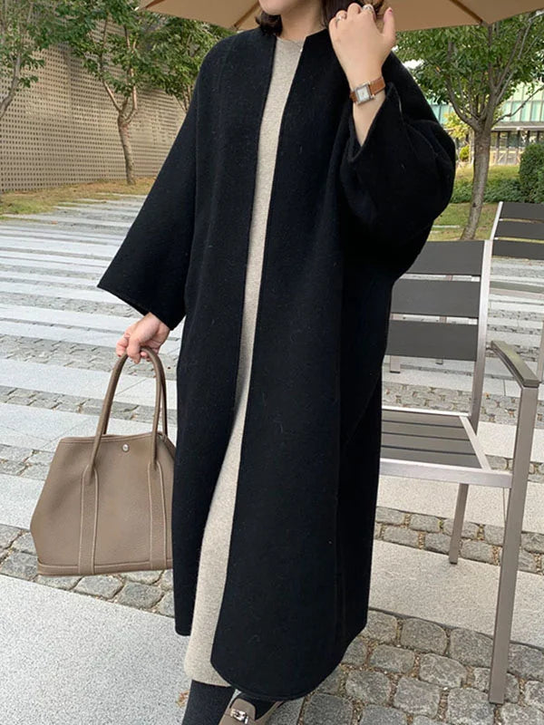 Dame Langer Ullkåpe Stilig 9