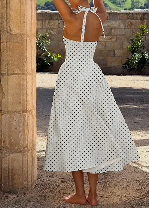 Dame Maxi Kjole Halterstil Boho Prikkete 3