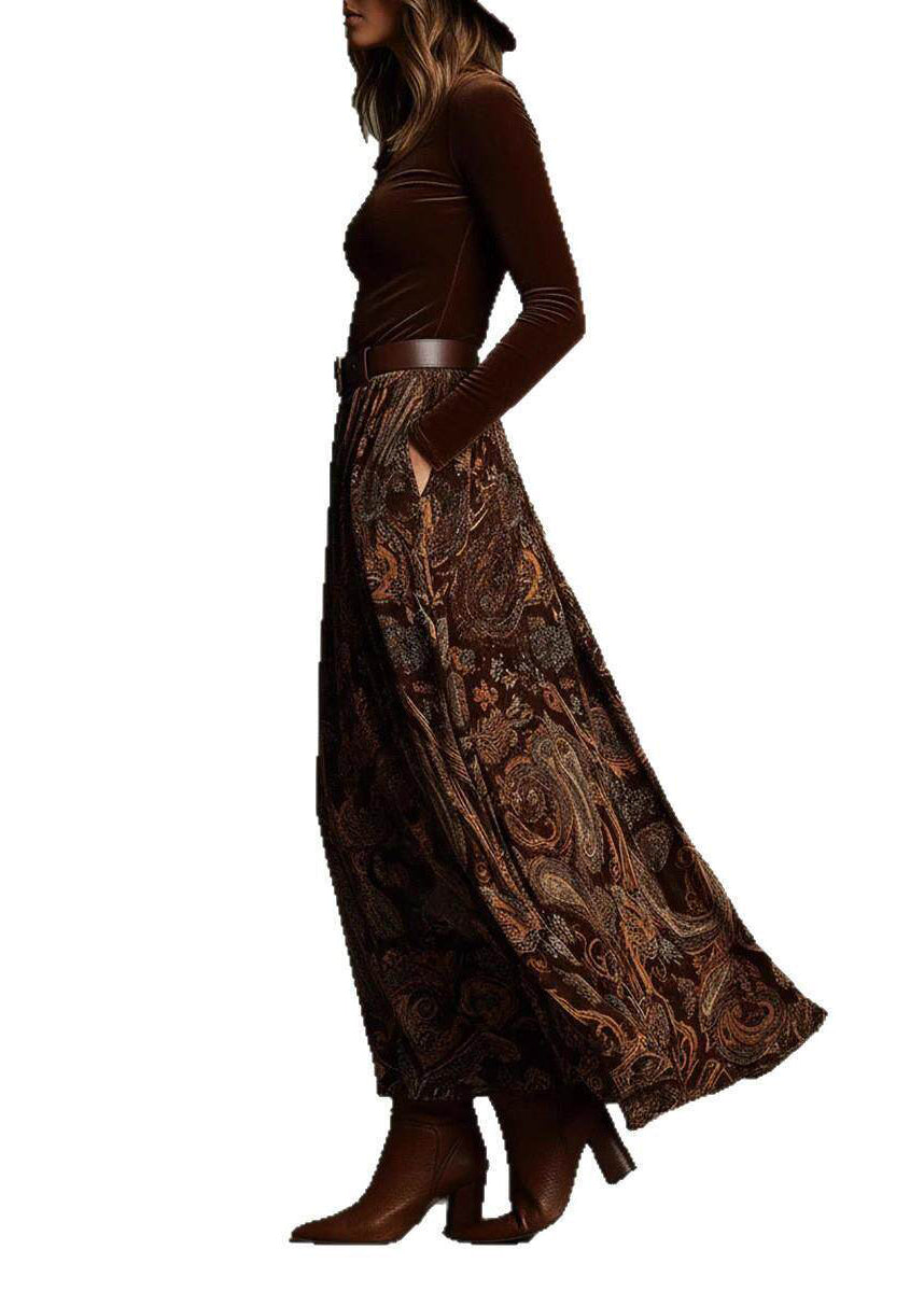 Dame Maxi Kjole Patchwork Langermet Slim Fit 4