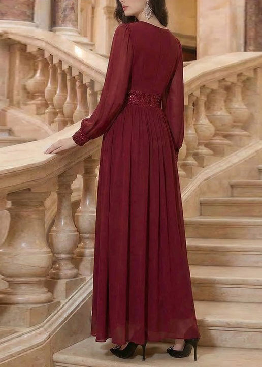 Dame Maxikjole V-hals Patchwork Stil 3