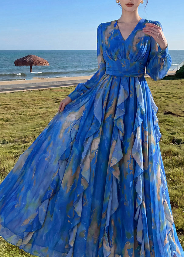Dame Maxikjole med Rysjer og Lanternerm 3