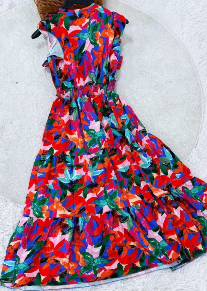 Dame Maxikjole med Volanger og Patchwork Design 3
