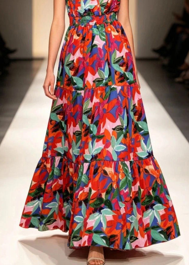 Dame Maxikjole med Volanger og Patchwork Design 4