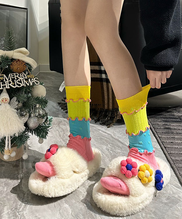 Dame Mid Calf Sokker med Rysjer 4