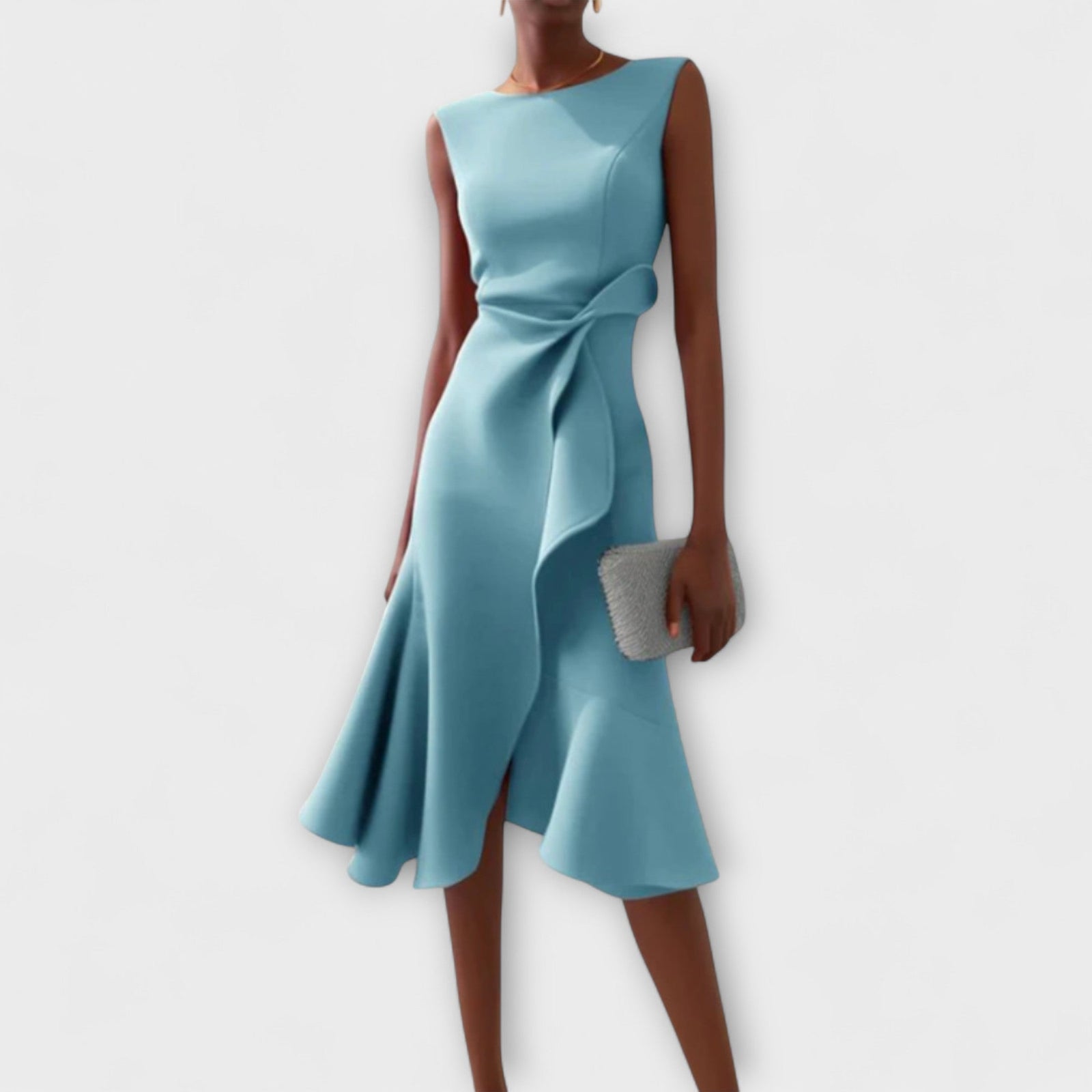 Dame Midi Kjole Asymmetrisk Drapert 4