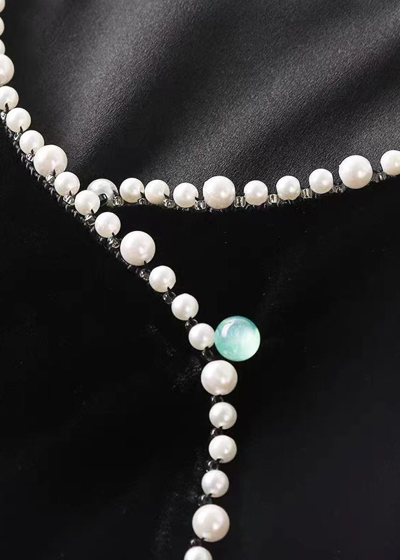 Dame O-hals Topper med Perle Detaljer 2