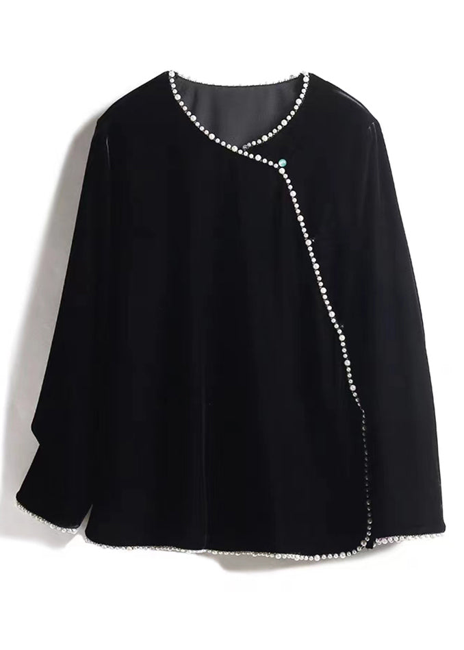 Dame O-hals Topper med Perle Detaljer 4