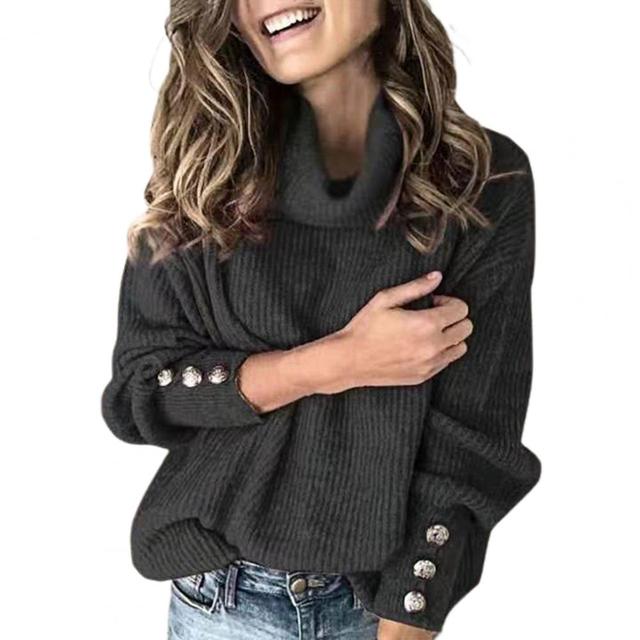 Dame Oversized Genser Turtleneck Moderne Stil 4