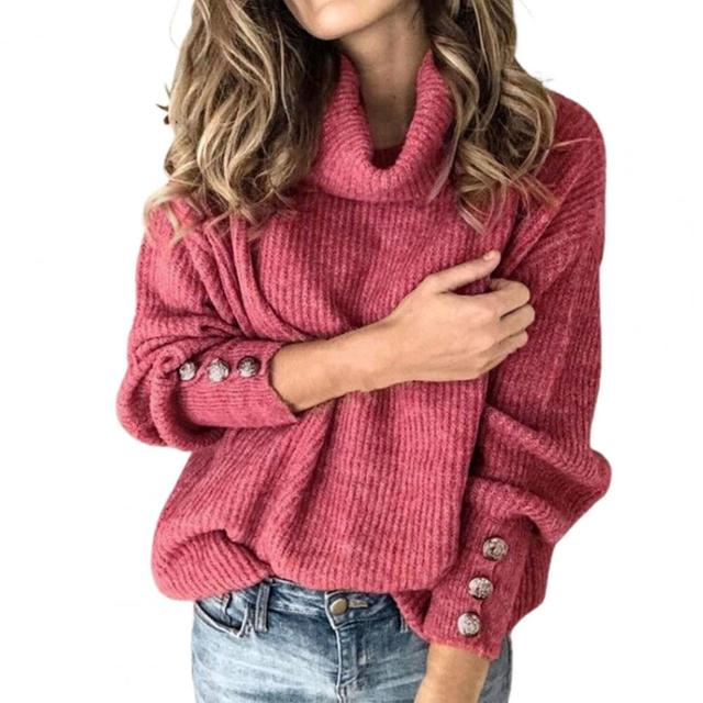 Dame Oversized Genser Turtleneck Moderne Stil 9