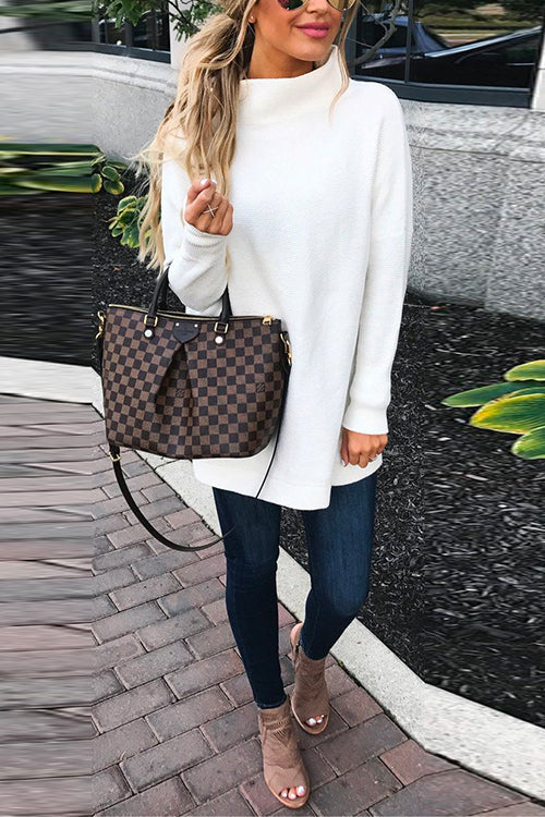Dame Oversized Genser med Falsk Hals 2
